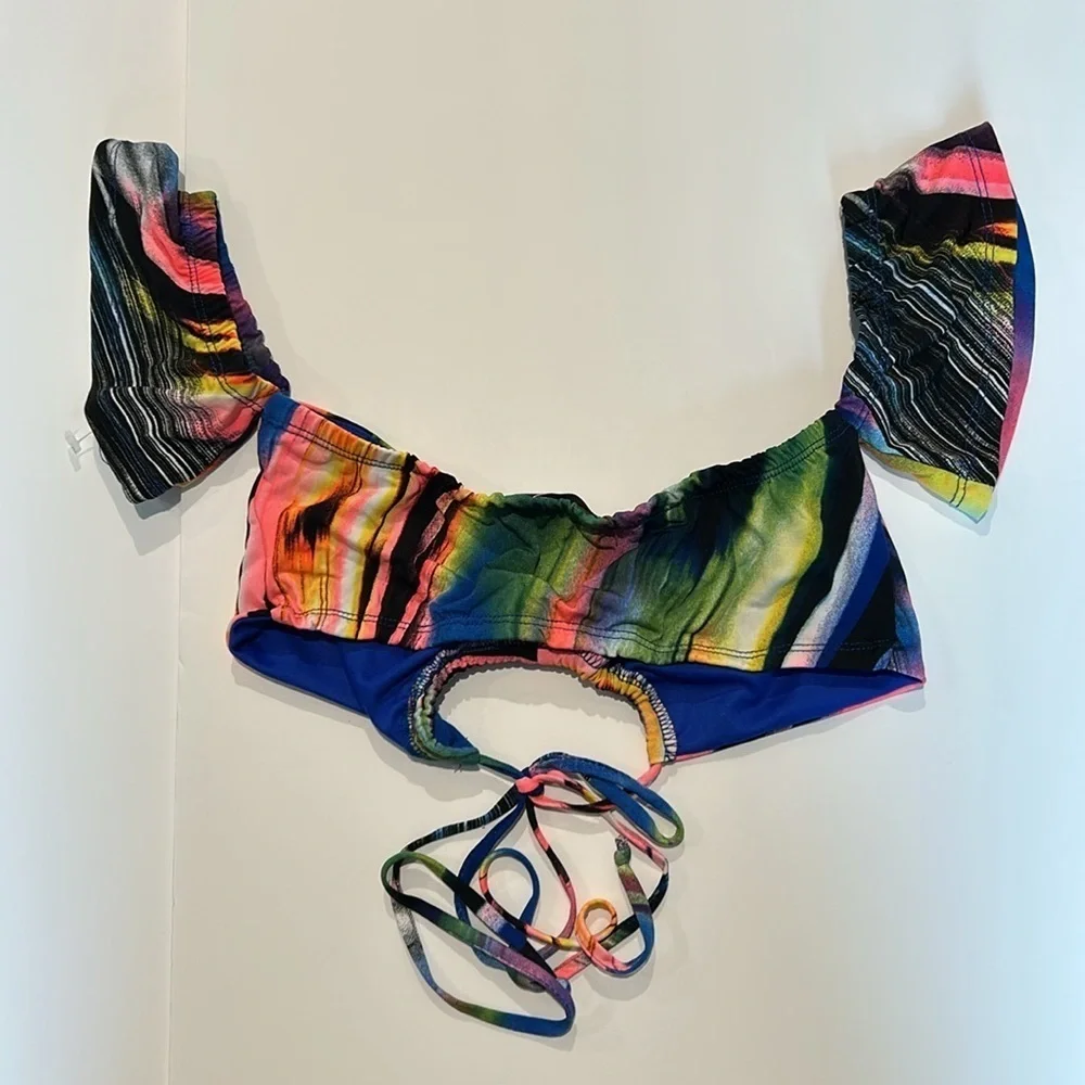 Shop17 swirl dye mesh bikini swim top size small